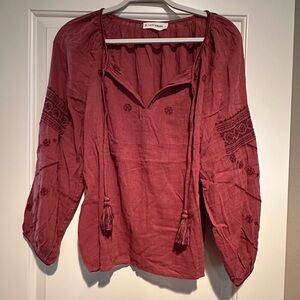 Lucky Brand Women's Boho Rust Blouse